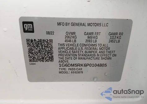 2023 Cadillac Ct5 Luxury z USA, uszkodzony, nr VIN 1G6DM5RK6P0104805